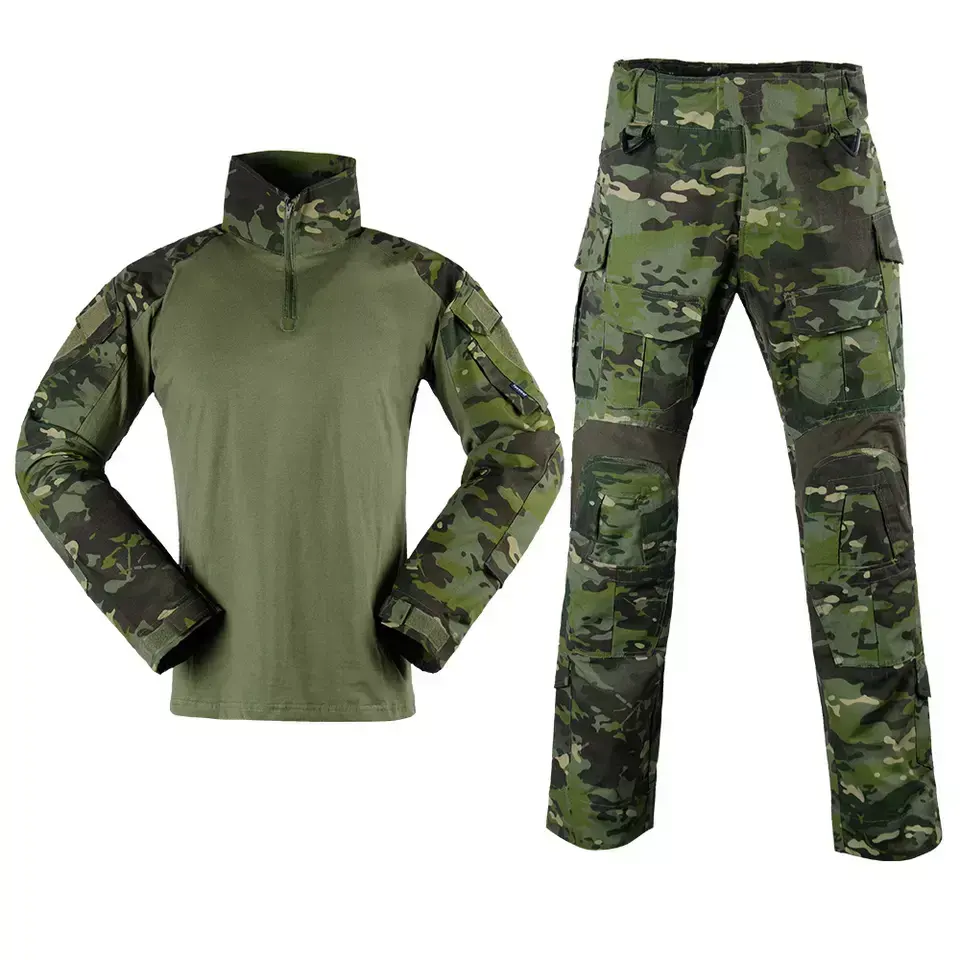 Camuflagem personalizada Tático Vestuário Camisa Calças Uniforme De Combate Terno De Sapo Uniforme Tático Multicam Com Joelheiras