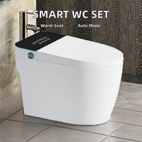 Juego completo de WC inteligente de calidad superior, tanque blanco con panel negro de, inodoro automático moderno de MV-SYW-CCS-19540-WW, tazón de baño