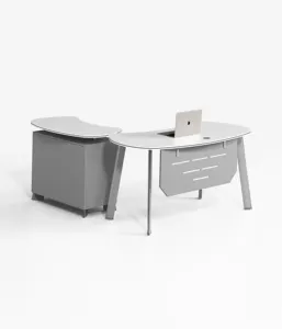 新设计办公电脑桌行政总裁办公桌木制灰色桌德局
