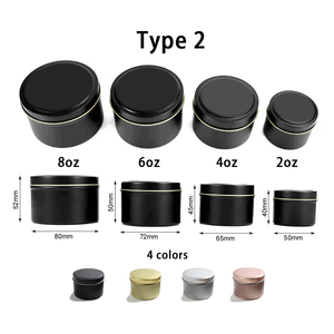 Boîtes à bougies en métal rondes de 2 oz, 4 oz, 8 oz, en or, noir et argent, <span class=keywords><strong>pour</strong></span> bougies - Product Image 2