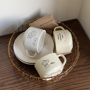Juego de taza de café y platillo de cerámica con letras inglesas simples coreanas, taza de leche para <span class=keywords><strong>desayuno</strong></span> resistente al calor - Product Image 6