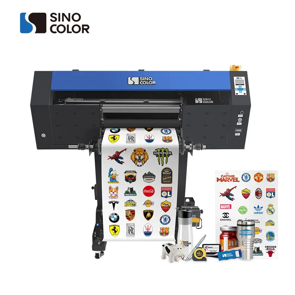 SinoColor 40 cm 60 cm i3200-U1HD / i1600 Köpfe Rolle zu Rolle UV-DDT-Drucker UTF-400 für Kristall-Aufkleber