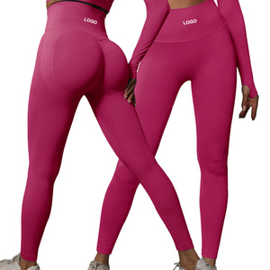 6600 sans couture <span class=keywords><strong>smiley</strong></span> visage taille haute serré Yoga pêche fesse entraînement Yoga pantalon sport course Fitness pantalon pour les femmes - Product Image 4