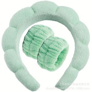 Ensemble de bandeaux en peluche motif nuage floral pour femme, en flanelle et éponge, imperméable, pour le lavage du visage, le spa et le maquillage, avec pinces à cheveux - Product Image 6