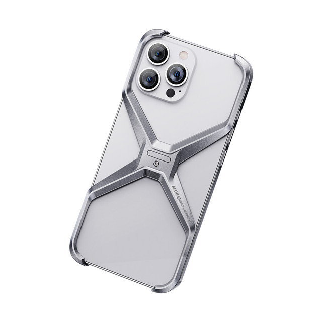 Luxury Metal Rimless Phone Case for iPhone 13 14 15 Pro Max Detachable Hollow Borderless X Shell Aluminium Alloy Antidrop Cover