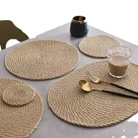 Tapis de table bohème en corde de chanvre naturelle, écologique, antidérapant, résistant à la chaleur, durable, décoration de la maison, service alimentaire
