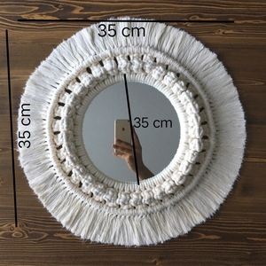 Miroir mural en macramé en verre, style Art déco, fait à la main, écologique, décoration de chambre à coucher - Product Image 3