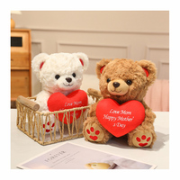 Ours en peluche personnalisé avec logo pour la fête des mères, ours en peluche doux tenant un cœur, cadeau pour maman pour la fête des mères