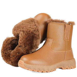 Botas de Nieve para Mujer, Forradas de Piel, Tacón Medio, Cálidas para Invierno, Resistentes al Desgaste, Antideslizantes, de Color Sólido - Product Image 1