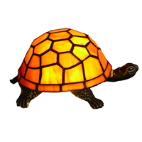 Lampe de table d'appoint miniature Jingangwan de style traditionnel, en verre teinté, motif tortue, pour éclairage d'ambiance animalier