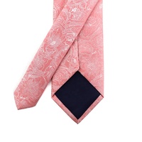 Cravate en microfibre de polyester tissée à motif floral pour homme, sur mesure, vente en gros Chine, pour fleuristes, rose corail