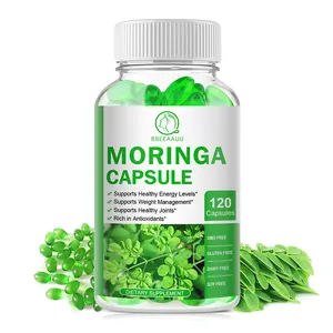 Cápsula de extrato de folha de moringa para controle de peso, cápsula de cápsulas de suplementos de ervas, cápsula softgel de moringa com 120 unidades