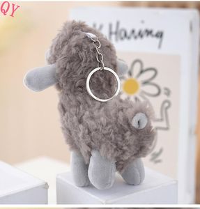QQ Cute Faux Fur Sheep Plush Keychain With Purple Flower Soft Stuffed Animal Toy Lamb Cartoon Bag Charm - Product Image 2