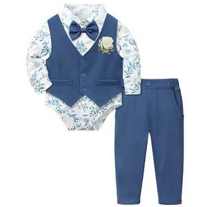 Vêtements pour garçon, <span class=keywords><strong>blanc</strong></span>, 5 pièces, chemise formelle de gentleman, nœud papillon, <span class=keywords><strong>gilet</strong></span>, boutonnière + pantalon, costume de mariage pour bébé, 0-24 <span class=keywords><strong>mois</strong></span> - Product Image 6