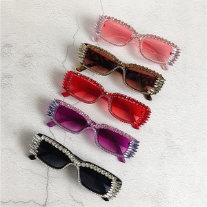 Trendy Square Rhinestone <b>Sunglasses</b> <b>Small</b> <b>Frame</b> Women's UV400 PC Lens Street Style - Product Image 1