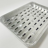 Plateau de cuisson rectangulaire perforé en pulpe moulée de qualité alimentaire, avec revêtement en aluminium, jetable, pour barbecue, pour l'extérieur