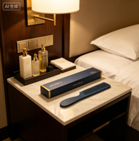 Peigne à cheveux jetable en plastique avec logo personnalisé pour hôtel, avec boîte en papier kraft pour chambre d'hôtes, spa et équipements hôteliers