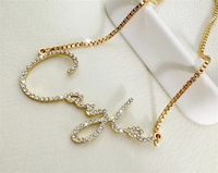 Collar con Nombre Personalizado, Certificado CE, con Pedrería, Placa con Nombre Personalizada, Acero Inoxidable, Chapado en Oro de 18K, Regalo de Joyería