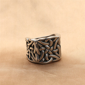 Viking Style Titanium Steel <b>Ring</b> <b>Silver</b> Men's Punk Geometric Design Gift Jewelry 280687 - Product Image 1