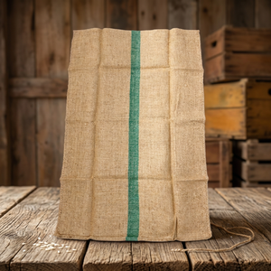 Cheap Rate <b>Jute</b> <b>Sack</b> Bag With Green Stripe Reusable For Agriculture And Industrial Use Made In Bangladesh - Product Image 1