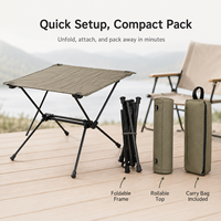 Table de camping pliable en alliage d'aluminium, table de pêche, de pique-nique, de barbecue, de plage, ultralégère, portable, pliable, 60x39x39cm, pour l'extérieur