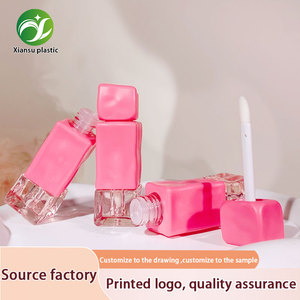Yüksek kalite 4ml kare dalgalı şeffaf dudak parlatıcısı boş tüp dudak ambalaj konteyner pembe Mini özel dudak parlatıcısı tüpleri - Product Image 2