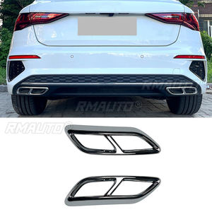 Cubierta Decorativa para Tubo de Escape de Coche, Aspecto Negro Brillante/Carbono, para Audi A3 8Y S Line Sportback Sedán 2021-2023 - Product Image 1