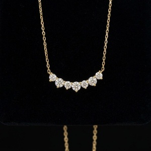Collier Xinfly en or massif 18 carats avec diamant naturel, pendentif barre incurvée AU750, bijoux de luxe pour femmes, cadeau de mariage - Product Image 5