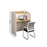 Bureau d'ordinateur de bureau moderne avec grille Salle d'étude Formation Panneau de préparation aux examens fermés Style bois pour classe et étude partagées