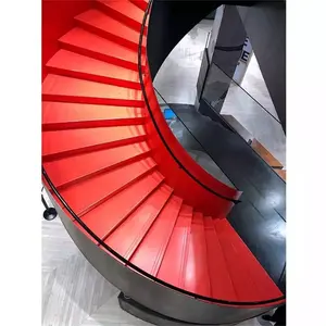 DAIYA china make stairs with steel railing curved staircase red color