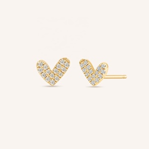 <span class=keywords><strong>Orecchini</strong></span> a Perno LOZRUNVE in <span class=keywords><strong>Argento</strong></span> 925 con Cuoricino Delicato e Pavé d'Oro <span class=keywords><strong>per</strong></span> Ragazze e Donne - Product Image 1