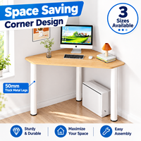 Bureau d'angle compact en bois de qualité supérieure avec plateau de 50 mm, pieds métalliques réglables en hauteur, montage rapide, design triangulaire pour la maison