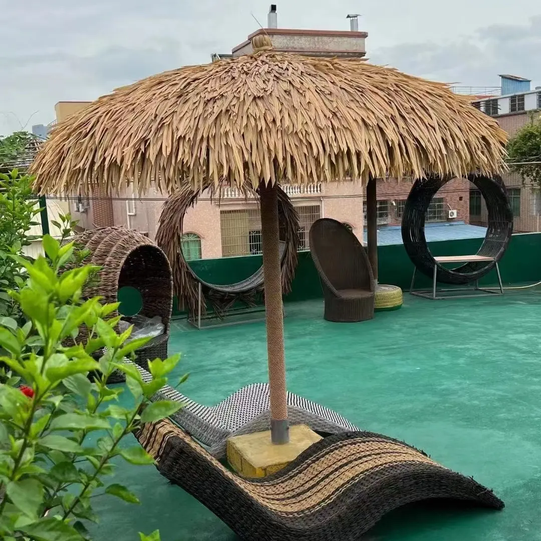 Alta qualità maldive artificiale paglia di palma paglia sintetica paglia ombrello Paja tetto carta Kraft acciaio inossidabile 1 pz