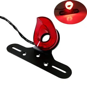 Universal Custom Motorcycle Rear LED Tail Lights Red/Smoke Lens Taillights License Plate Bracket Braking Light For Dirt Bike