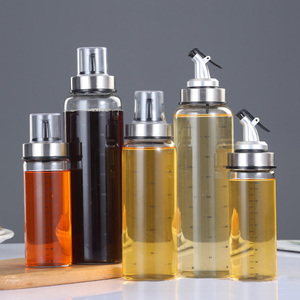 Bouteille en verre transparente vide pour huile d'olive, distributeur de sauce soja et vinaigre, huilier avec couvercle pour cuisine - Product Image 6