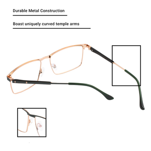 Thời trang độc đáo đền thờ thiết kế màu đen vàng phù hợp bán không có vành hình chữ nhật kim loại khung quang học - Product Image 4