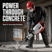 Marteau de démolition électrique robuste 75J, briseur de béton, marteau perforateur avec poignée auxiliaire pour la construction