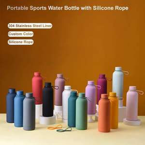 500ml Coloré Extérieur Double Paroi Thermo Flacon En Acier Inoxydable Caoutchouc Mat Peinture Bouteille D'eau avec Petite Bouche - Product Image 2
