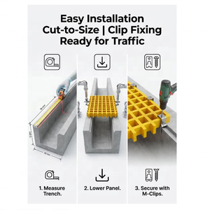 <span class=keywords><strong>Grille</strong></span> de drainage robuste en composite GRP moulé pour caniveaux, panneaux de protection, allées piétonnes et sols routiers - Product Image 5