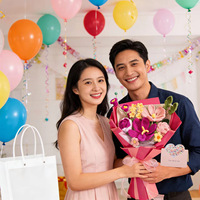 Buket Bunga Rajutan Benang Wol Terlaris - Tulip & Anyelir Siap Pakai, Hadiah Buatan Tangan untuk Hari Ibu