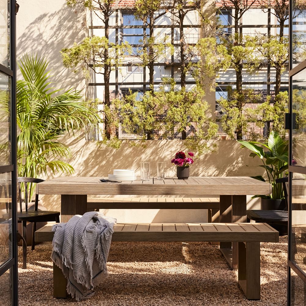 Custom garden set handcrafted new design rectangle teak solid wooden outdoor dining table