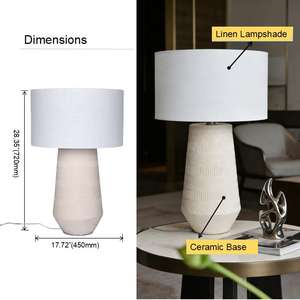 Juego de Lámparas de Mesa LED de Cerámica Ecológicas de Lujo, Diseño Rústico en Blanco y Beige para Dormitorio y Sala de Estar, Lámparas de Noche - Product Image 6