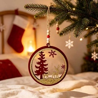 Décorations de Noël rustiques en bois en gros, ornements suspendus de bonhomme de neige style ferme, découpés au laser sur mesure, décorations de vacances OEM