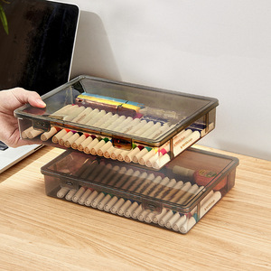 Desktop Organizer Box A4 Document Storage Moisture Proof File Holder Office Supply Rectangle Solid Color Covered - Product Image 1