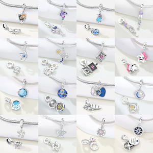 Pendentif étoile, lune et soleil en cuivre blanc, accessoire de bracelet DIY haut de gamme, vente en gros, pour femmes et enfants - Product Image 2