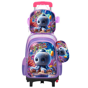 Juego <span class=keywords><strong>de</strong></span> 3 Piezas <span class=keywords><strong>de</strong></span> Mochila Escolar con Ruedas para Niños, con Lonchera y Estuche para Lápices, Impermeable, Ligera, con Protección para la Columna Vertebral, para <span class=keywords><strong>Primaria</strong></span> - Product Image 4