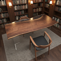 Table à manger moderne en bois massif avec bord naturel et finition époxy, robuste, écologique, multifonctionnelle, pour bar à domicile ou salle à manger, 1,8 m, en noyer