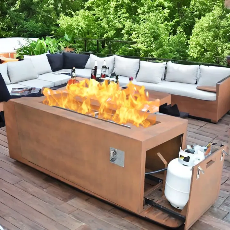 Khí đốt tự nhiên cháy hố không khói Propane firepit Burner corten thép ngoài trời gas cháy Pit bảng