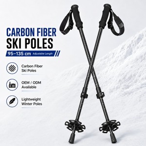 Bâtons <span class=keywords><strong>de</strong></span> <span class=keywords><strong>ski</strong></span> réglables Zeroring en <span class=keywords><strong>carbone</strong></span> composite pour la randonnée hivernale avec grande corbeille à neige - Product Image 1