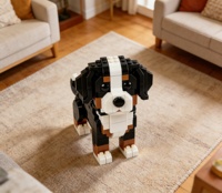 Ensemble de micro-briques mignonnes de chien de montagne de Berner, figurine animale à collectionner, décoration de bureau à domicile